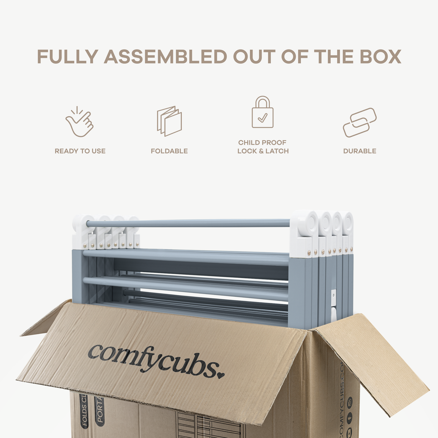 Comfy Cubs Baby Gate Playpen - Natural Pine Wooden Foldable Playpen