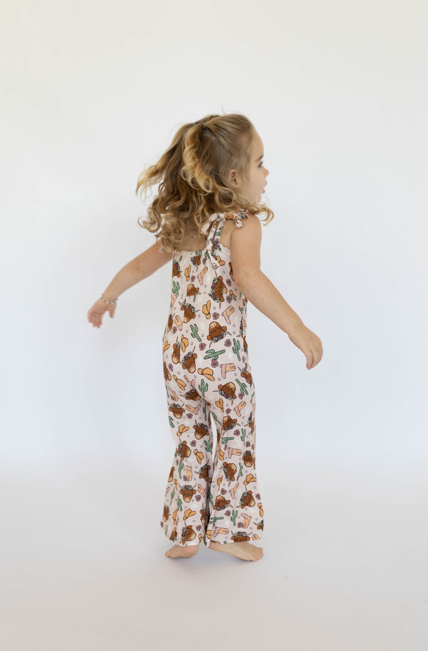 Pink Highland Cow Bell Romper