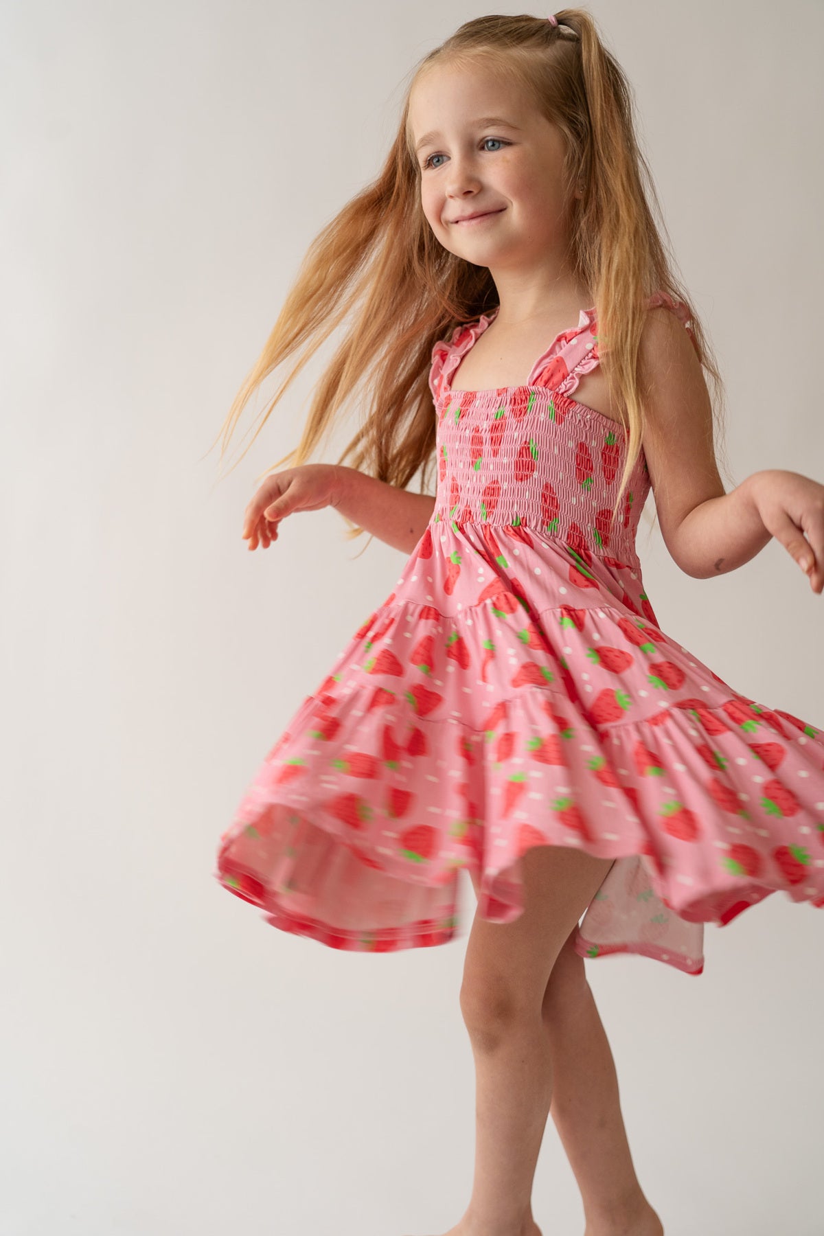 Strawberry Shirred Dress