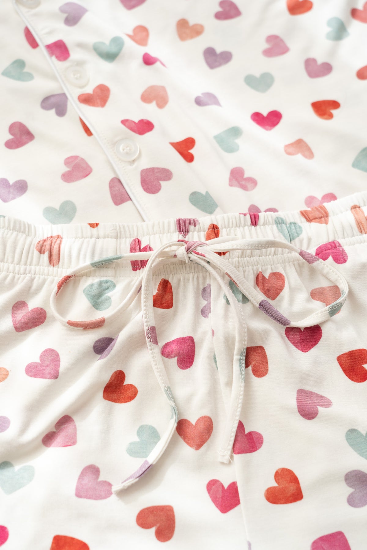 Women's Watercolor Hearts Button up Jammie Set