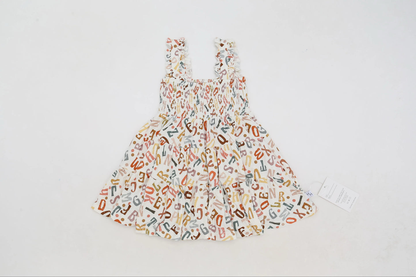 Alphabet Shirred Dress