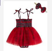 Plaid Tulle Dress Romper