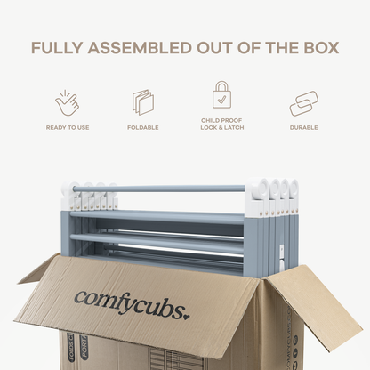 Comfy Cubs Baby Gate Playpen - Natural Pine Wooden Foldable Playpen