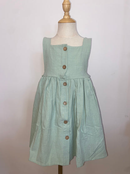 Green Babydoll Button Dress