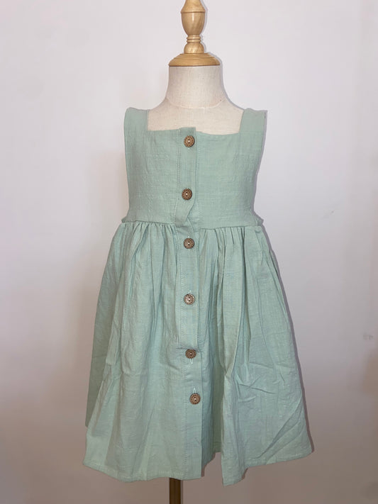 Green Babydoll Button Dress
