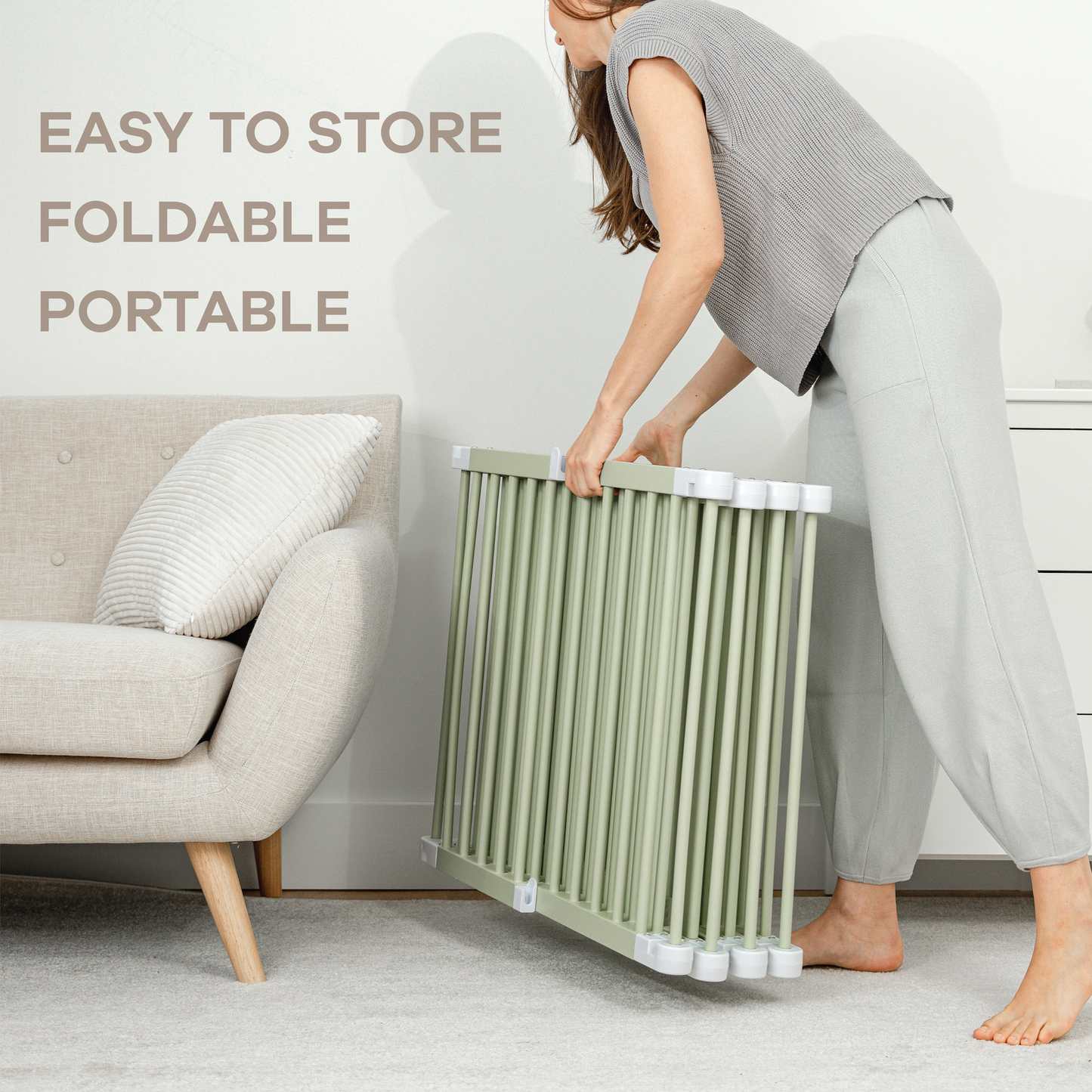 Comfy Cubs Baby Gate Playpen - Natural Pine Wooden Foldable Playpen