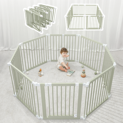 Comfy Cubs Baby Gate Playpen - Natural Pine Wooden Foldable Playpen