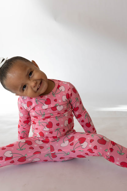 Cherry Hearts 2 piece PJ's