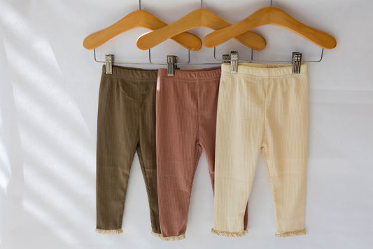 Cream Ribbed leggings