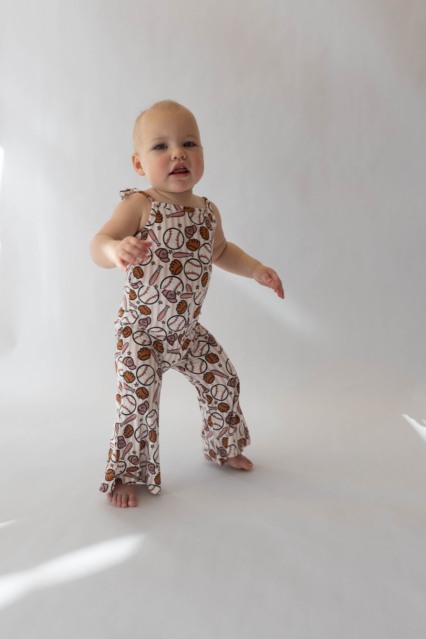 Pink Baseball Bell Romper