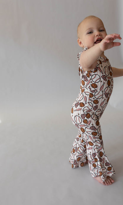 Pink Baseball Bell Romper