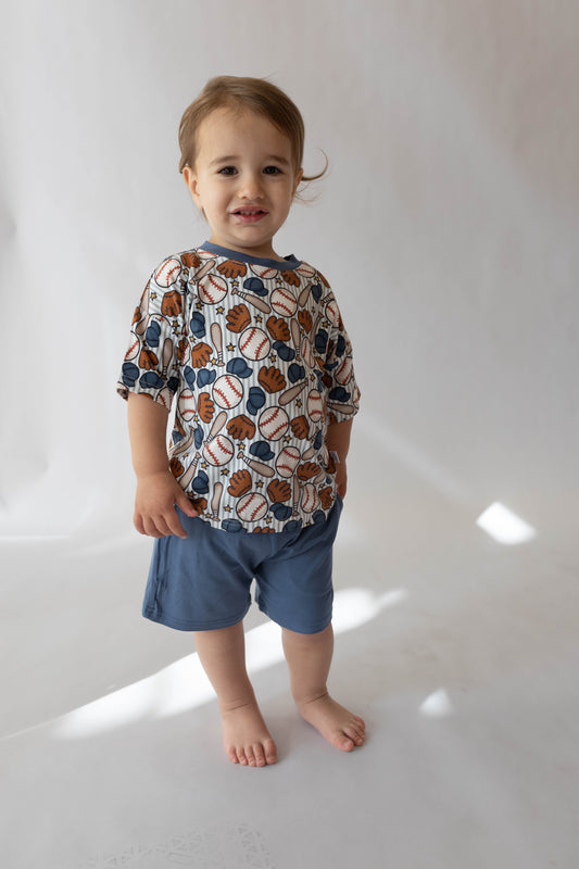 Blue Baseball Boy's Casual Set