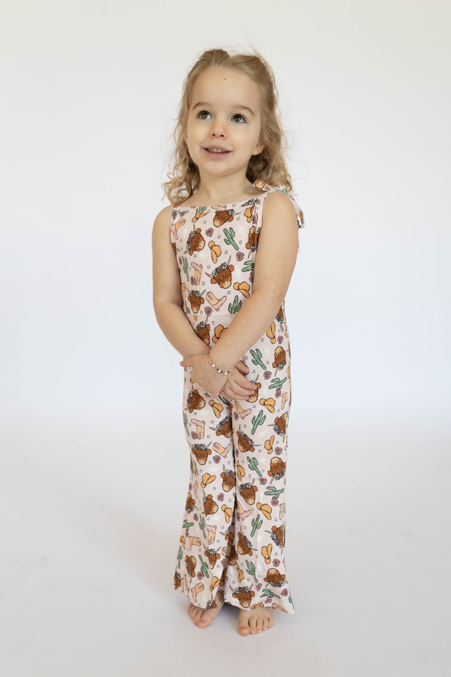 Pink Highland Cow Bell Romper