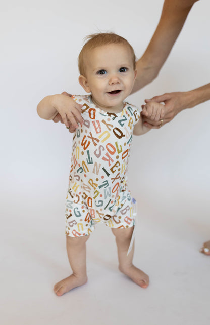 Alphabet Shorty Tank Romper