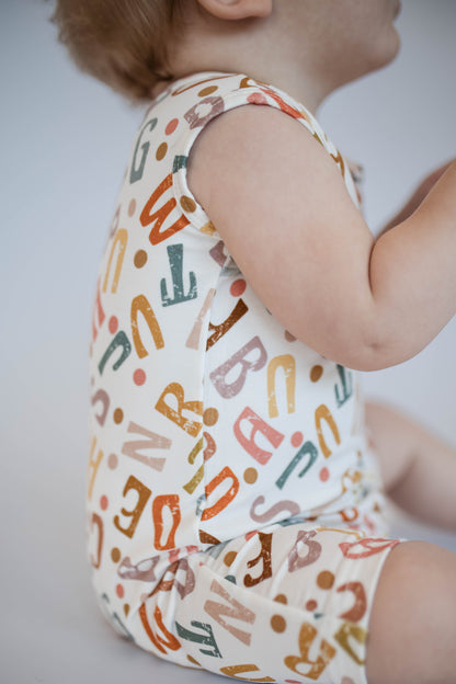 Alphabet Shorty Tank Romper