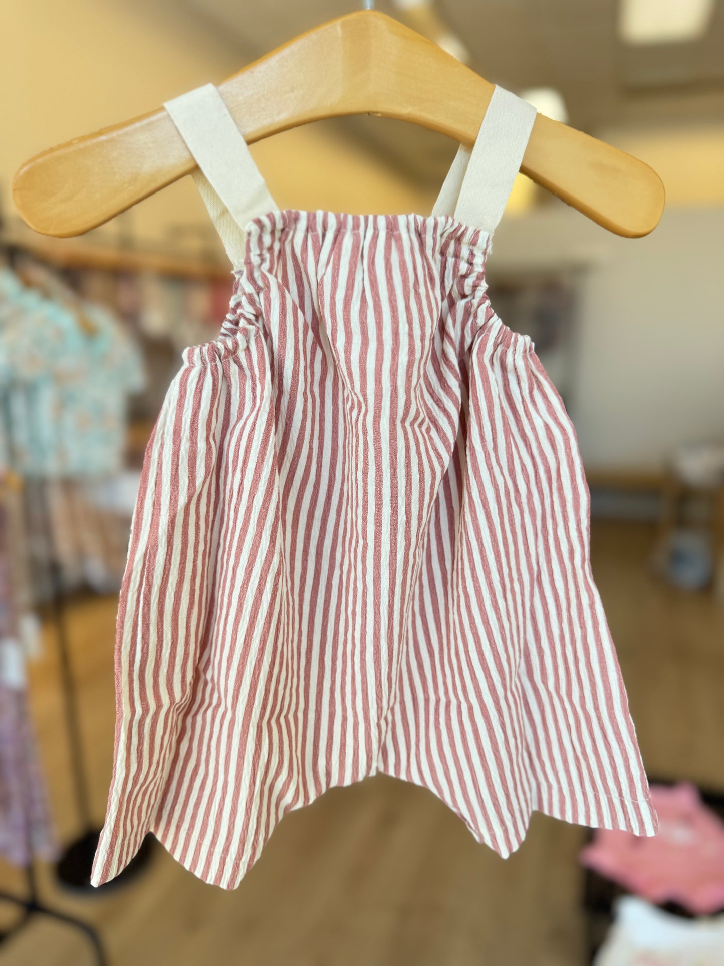 Pink Stripe Muslin Romper