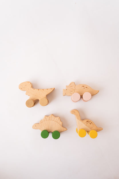 Wooden Dinosaurs on Wheels