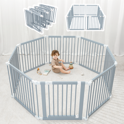 Comfy Cubs Baby Gate Playpen - Natural Pine Wooden Foldable Playpen