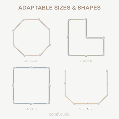 Comfy Cubs Baby Gate Playpen - Natural Pine Wooden Foldable Playpen