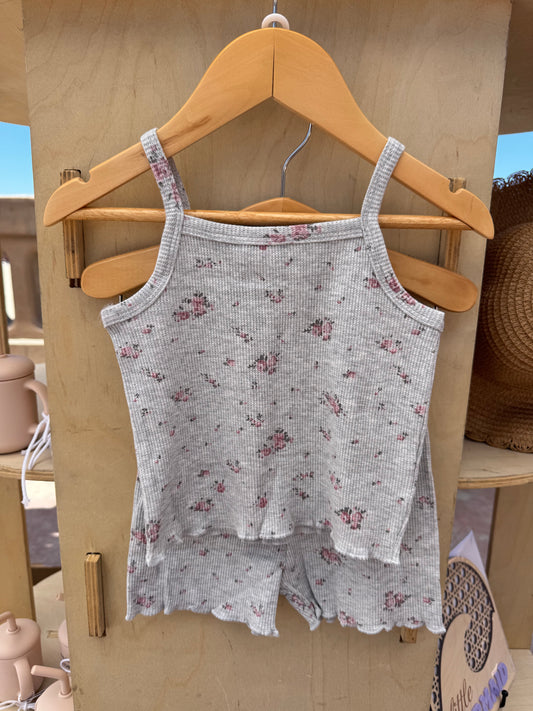 Grey Floral Waffle Set