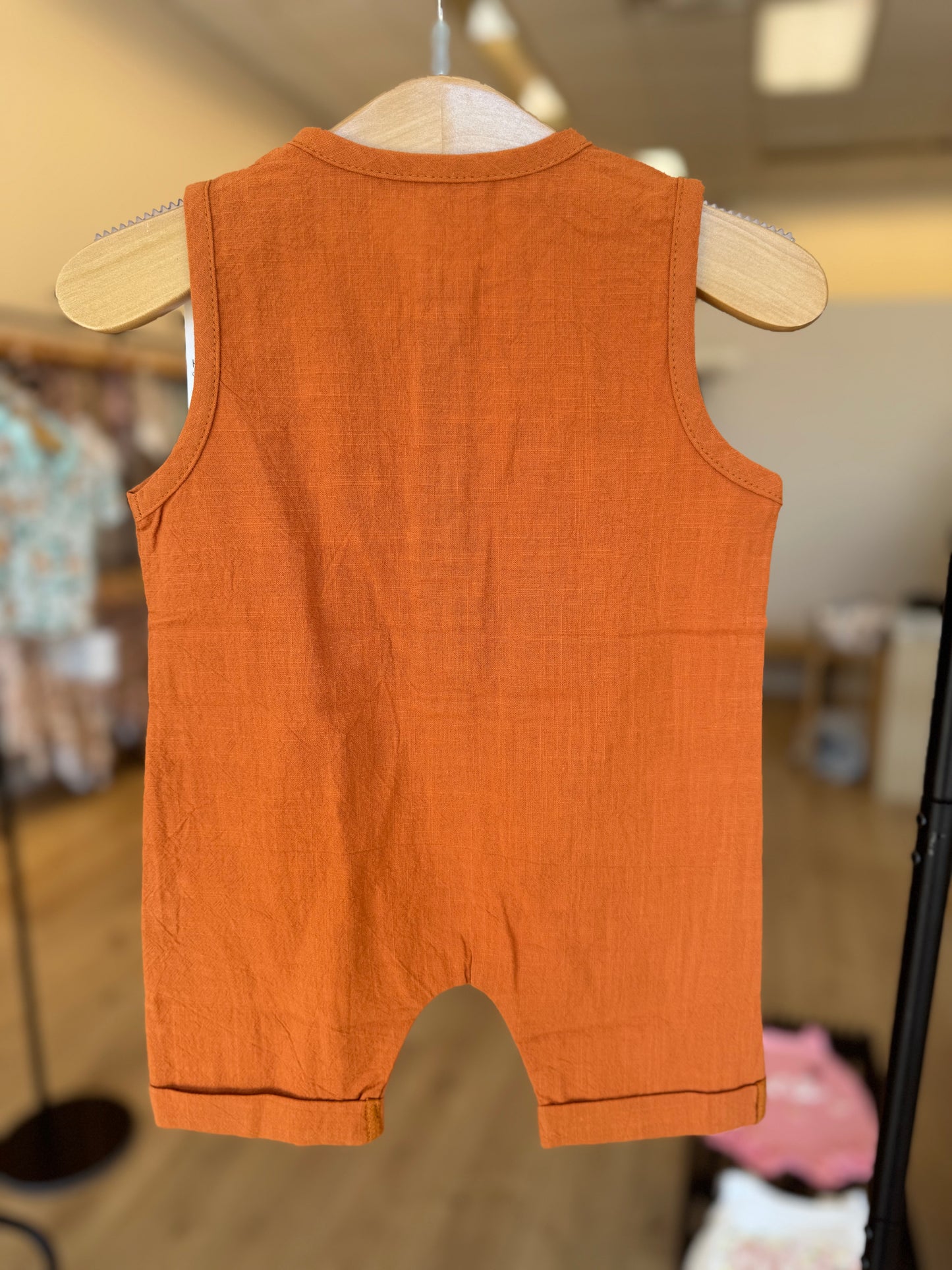Burnt Orange Button Romper