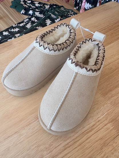 Plush Slipper Bootie - Bone
