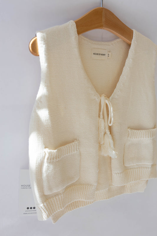 Knit Sweater Vest - White