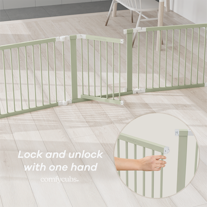 Comfy Cubs Baby Gate Playpen - Natural Pine Wooden Foldable Playpen