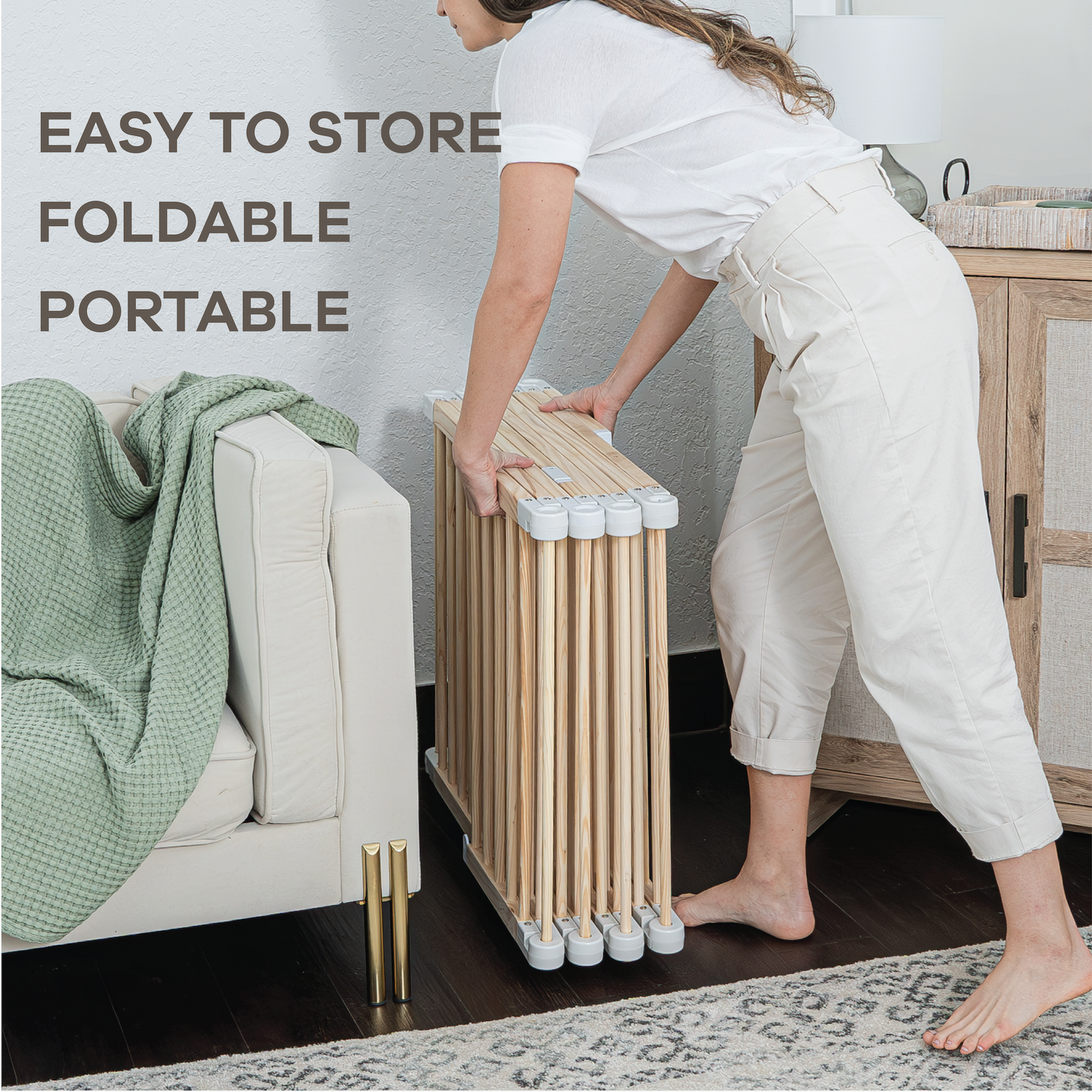 Comfy Cubs Baby Gate Playpen - Natural Pine Wooden Foldable Playpen