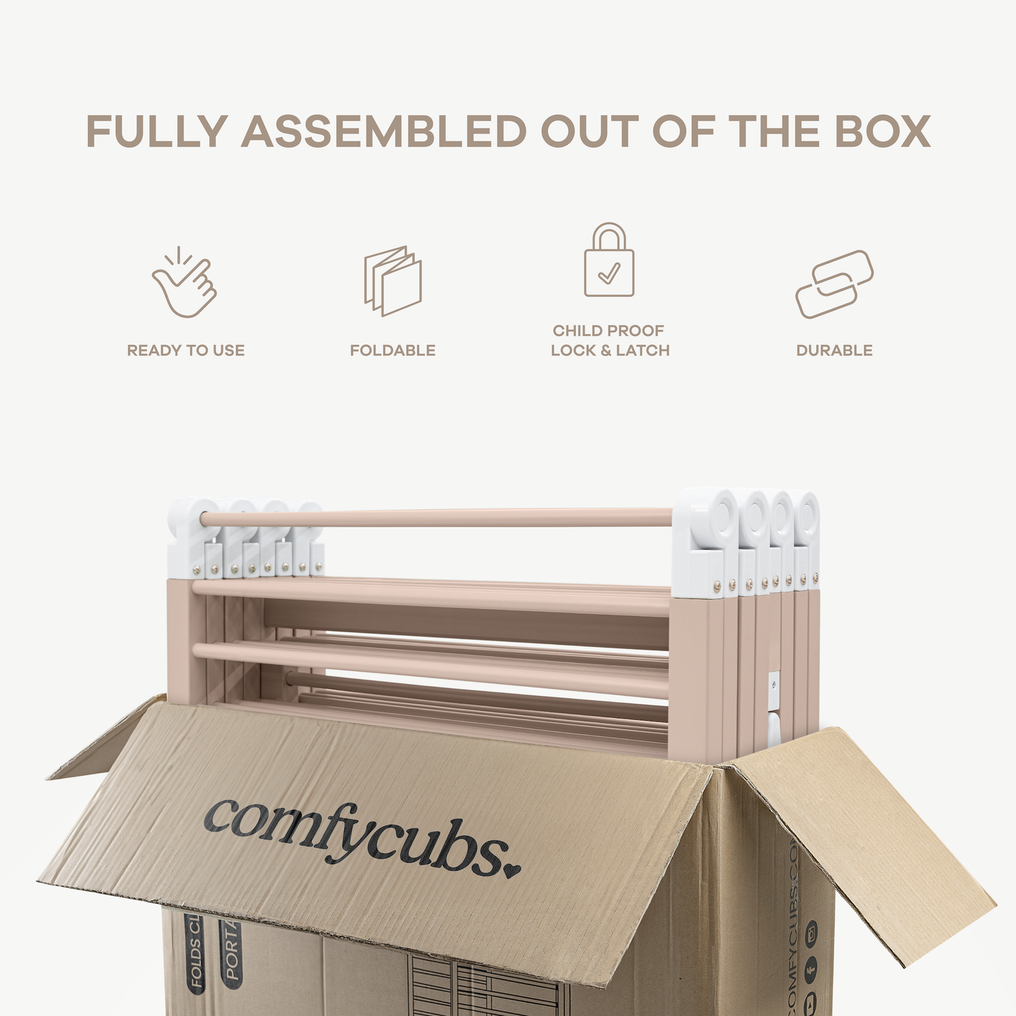 Comfy Cubs Baby Gate Playpen - Natural Pine Wooden Foldable Playpen