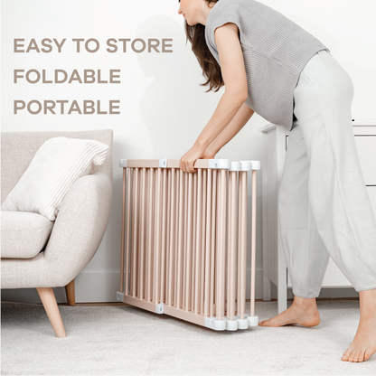 Comfy Cubs Baby Gate Playpen - Natural Pine Wooden Foldable Playpen