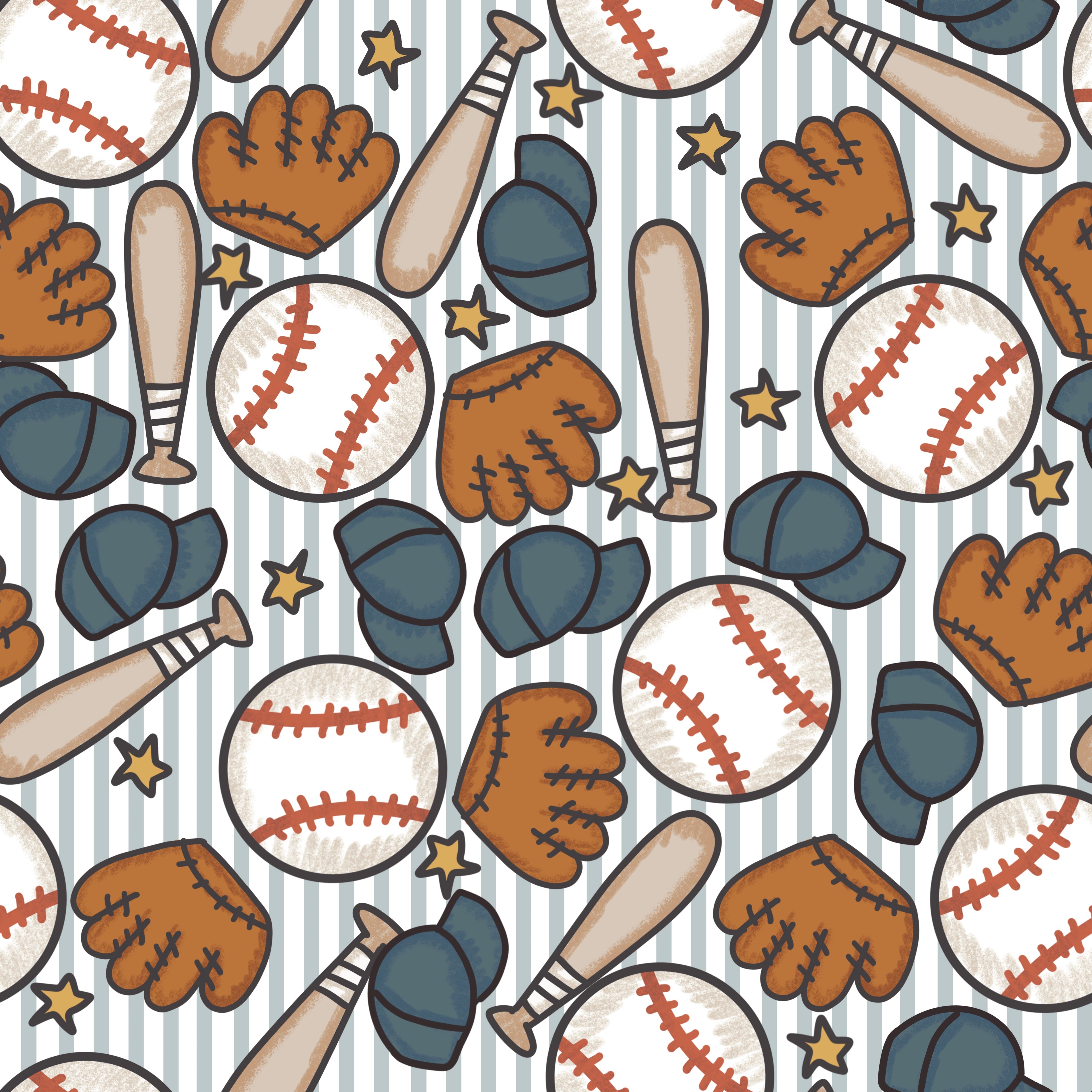Print Swatch - Blue Baseball
