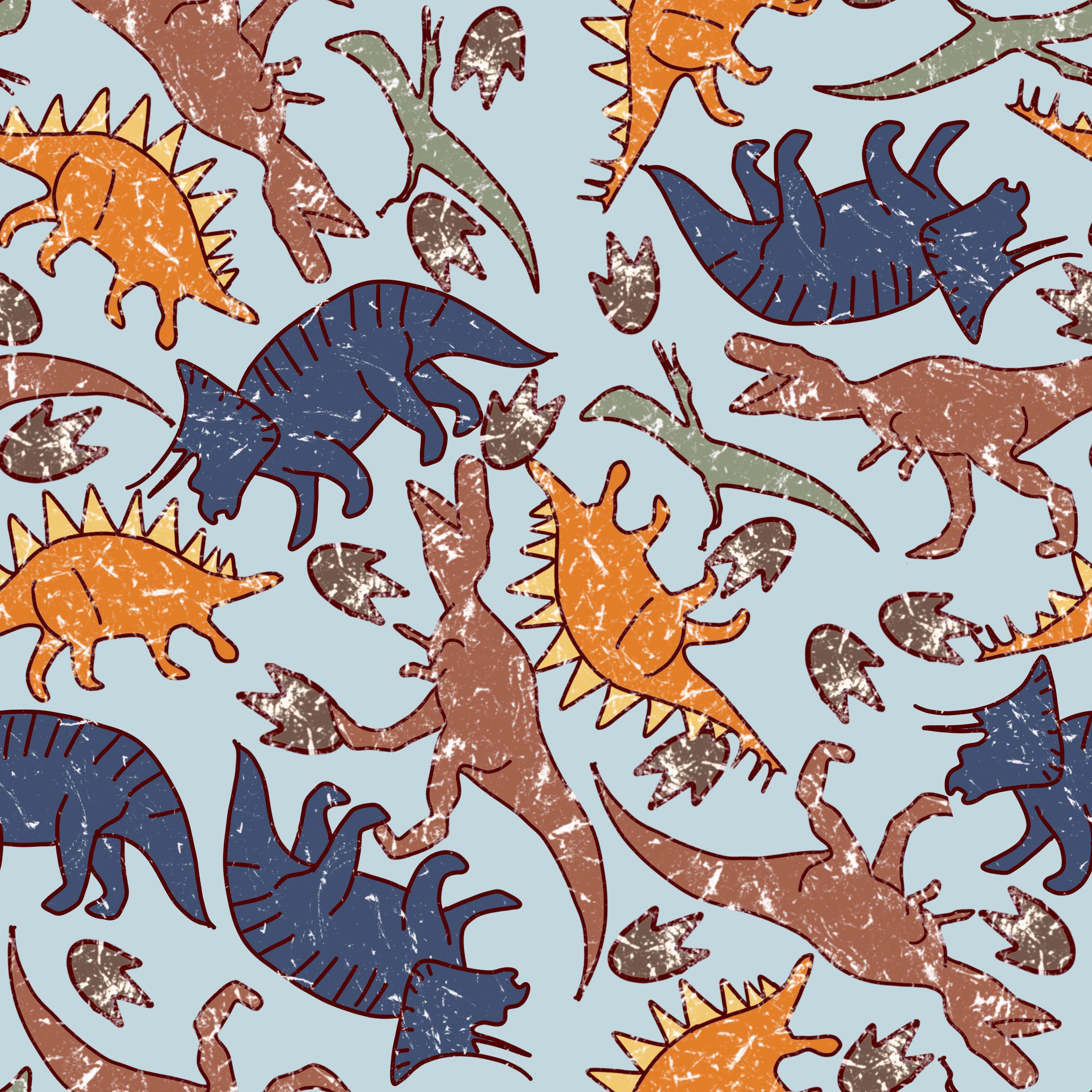Print Swatch - Blue Dino
