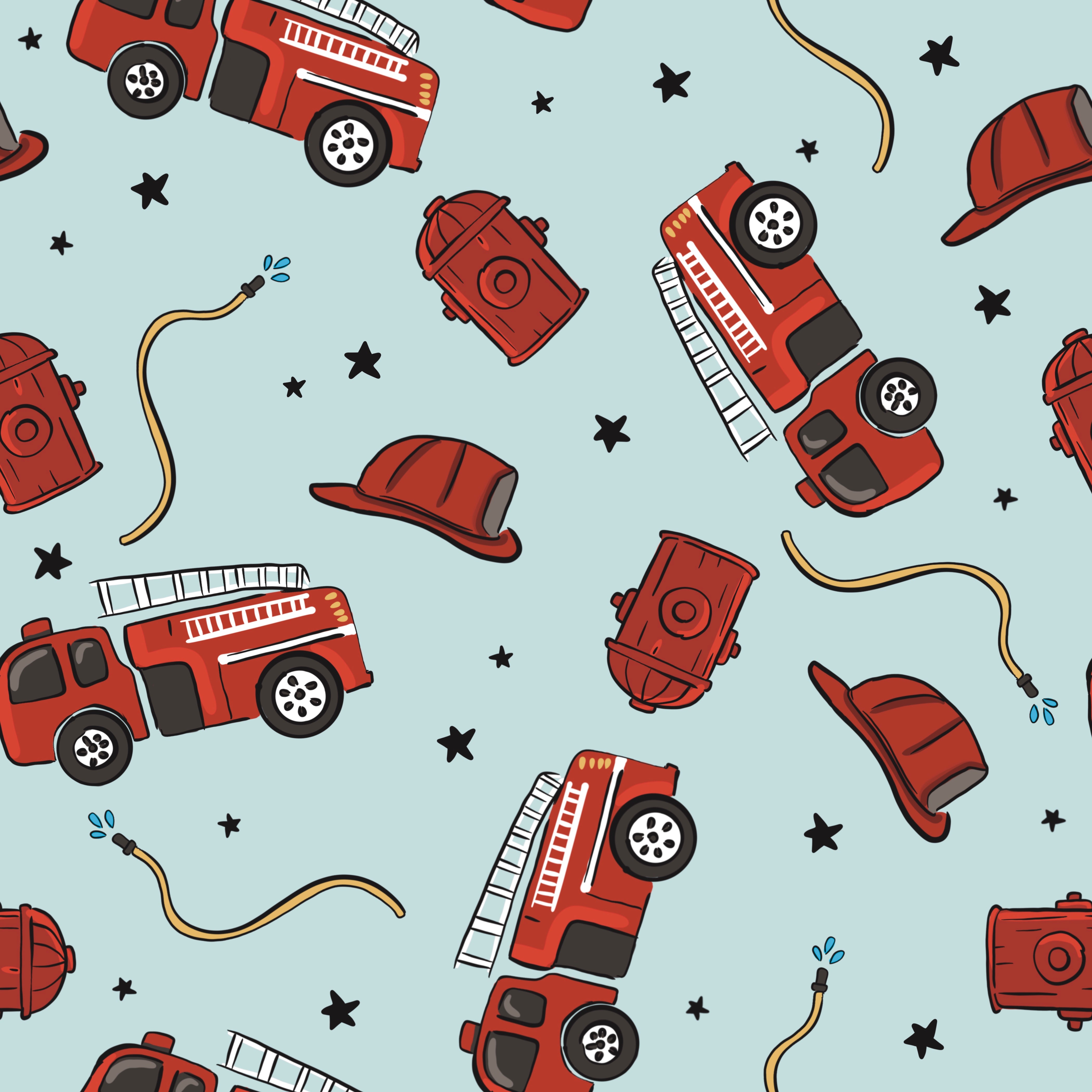 Print Swatch - Blue Fire Trucks