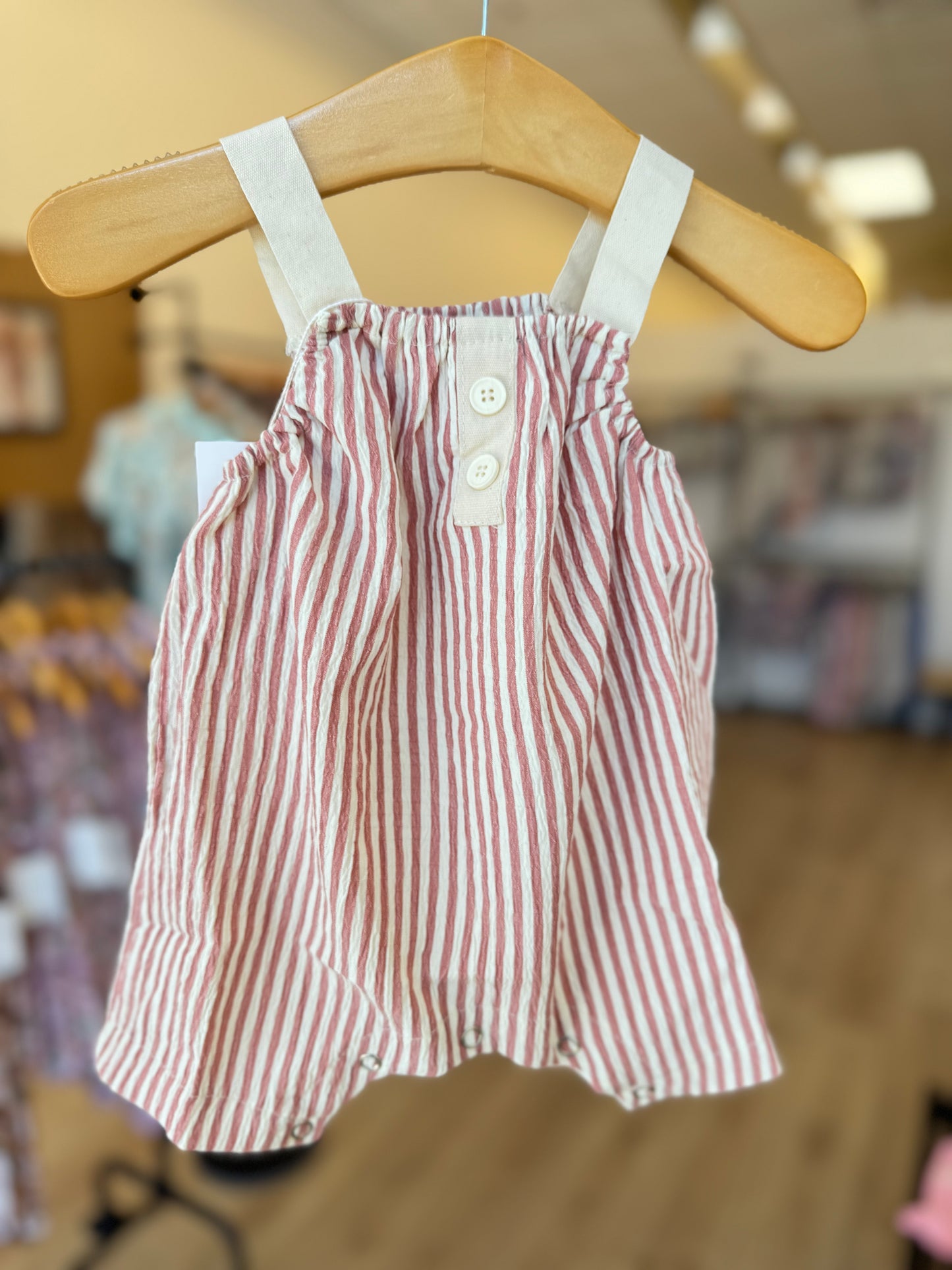 Pink Stripe Muslin Romper