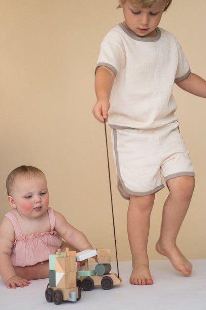 Waffle Knit Set - Cream