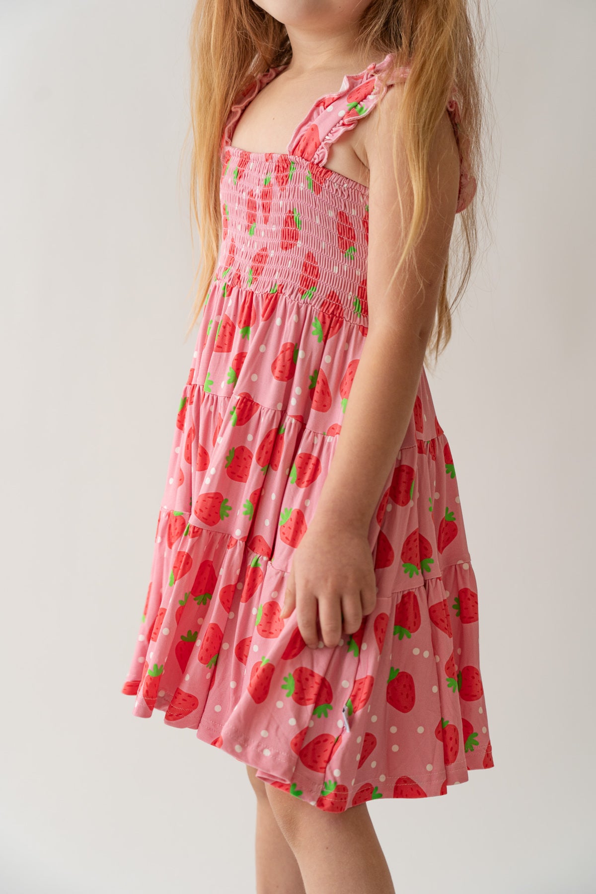 Strawberry Shirred Dress