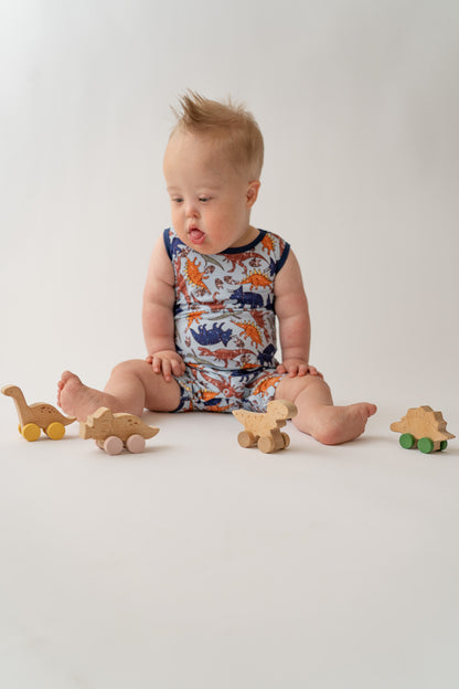 Blue Dino Shorty Tank Romper