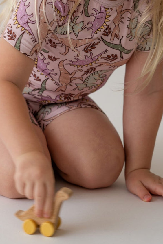 Pink Dino 2 piece shorty PJ's