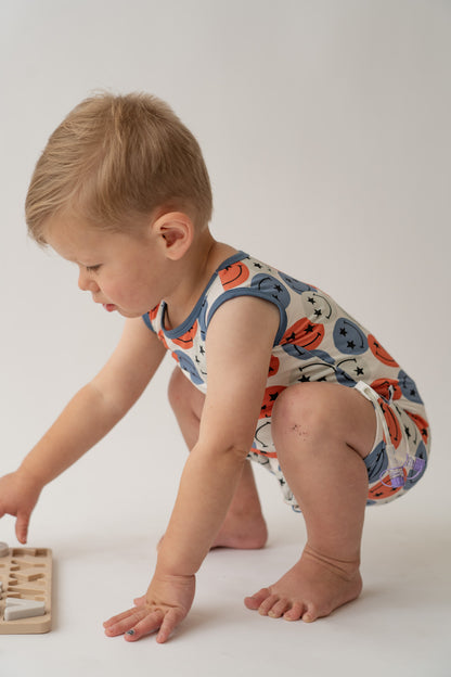 Festive Smiley Shorty Tank Romper