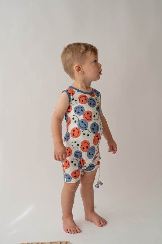 Festive Smiley Shorty Tank Romper