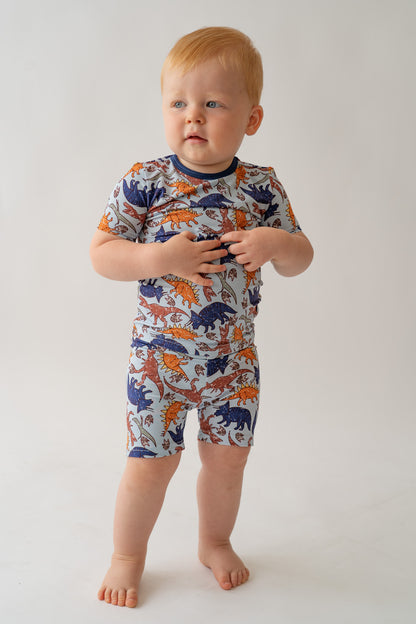 Blue Dino 2 piece shorty PJ's