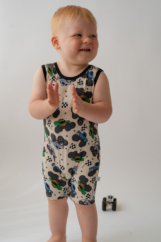 Monster Truck Shorty Tank Romper