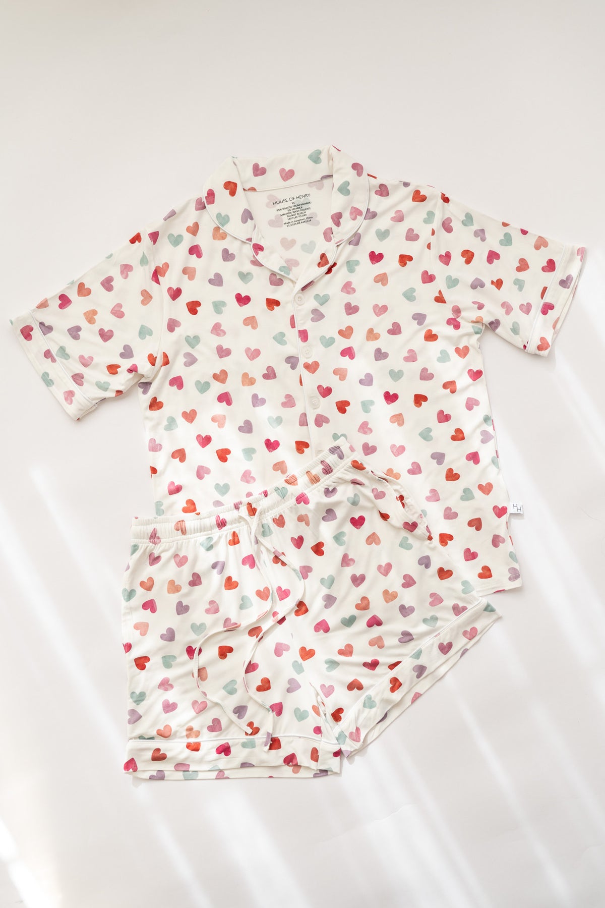 Women's Watercolor Hearts Button up Jammie Set