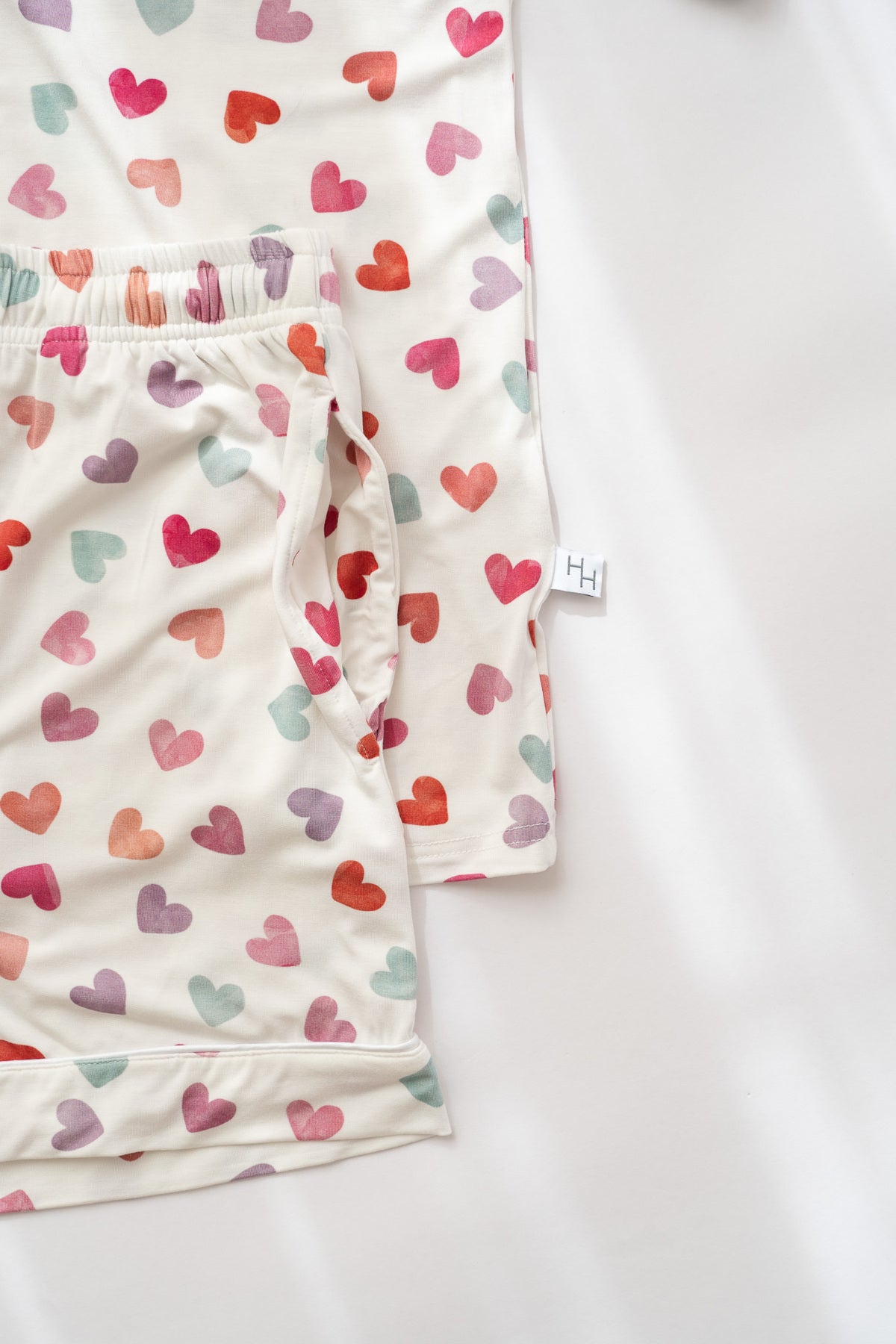 Women's Watercolor Hearts Button up Jammie Set