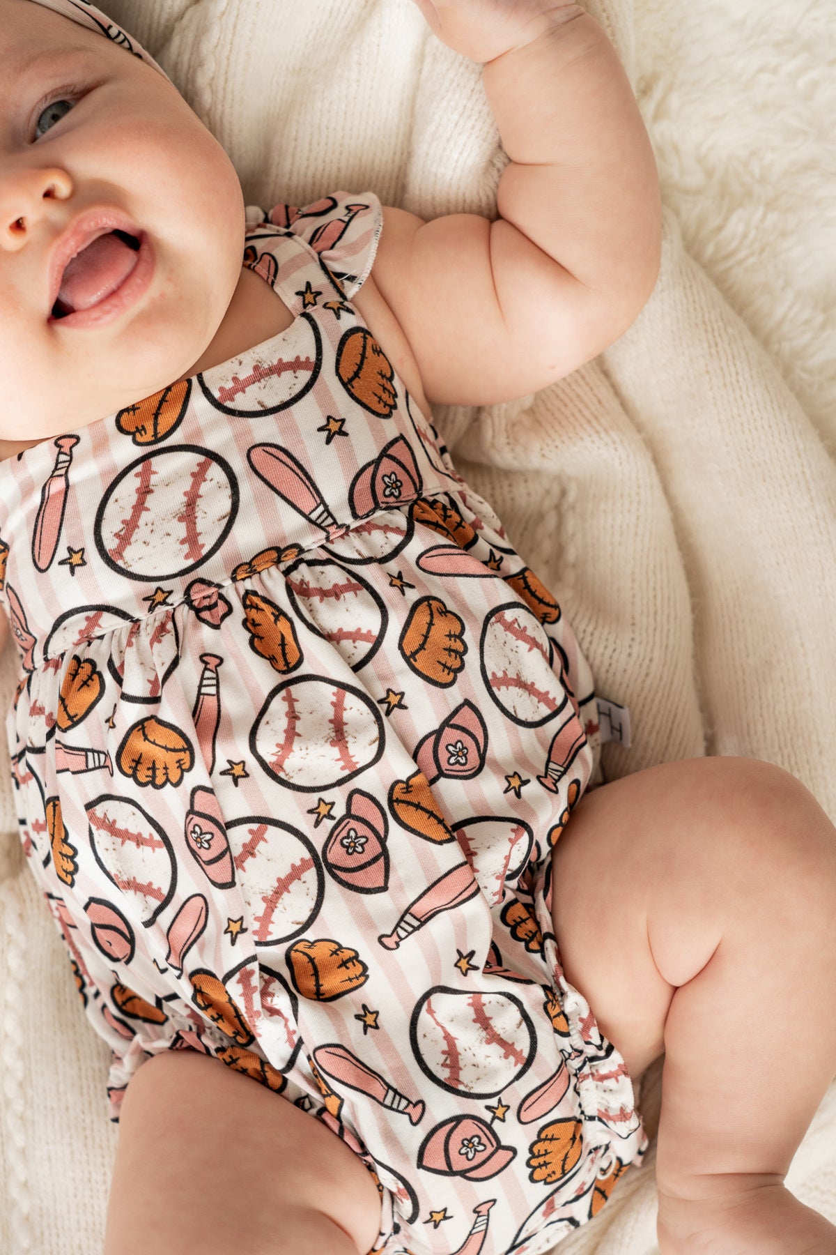 Pink Baseball Bubble Romper