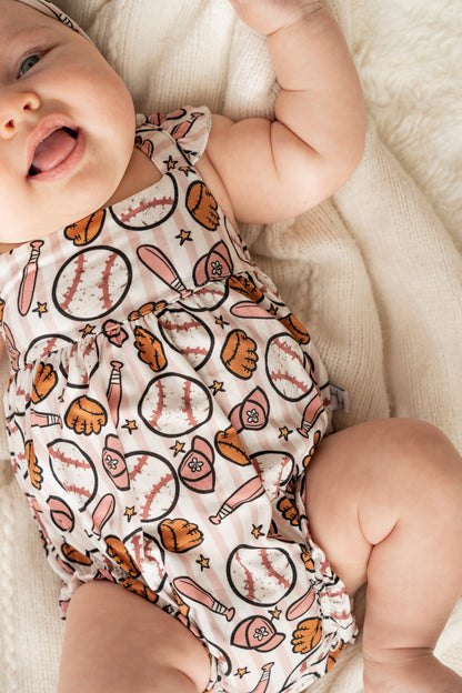 Pink Baseball Bubble Romper