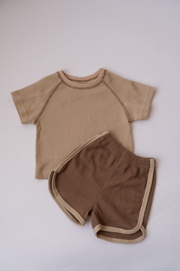 Waffle Knit Set - Coffee