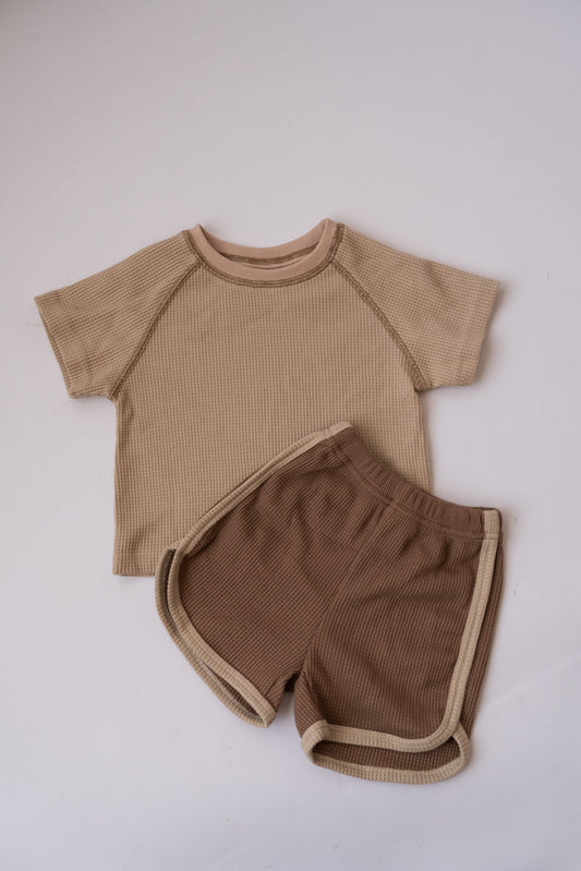 Waffle Knit Set - Coffee