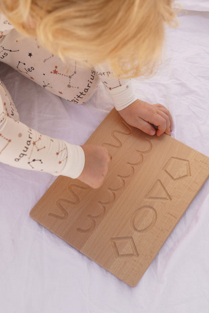 Walnut Numbers and Shapes tracing board